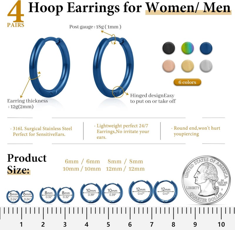 Poxtex Small Gold Huggie Hoop Earrings Set for Women Men Hypoallergenic 14K Plated Stack Cartilage Earrings, Multiple Piercing Lightweight Mini Thin Cute Dainty Trendy Jewelry Set Christmas Gifts for Women - Image 4